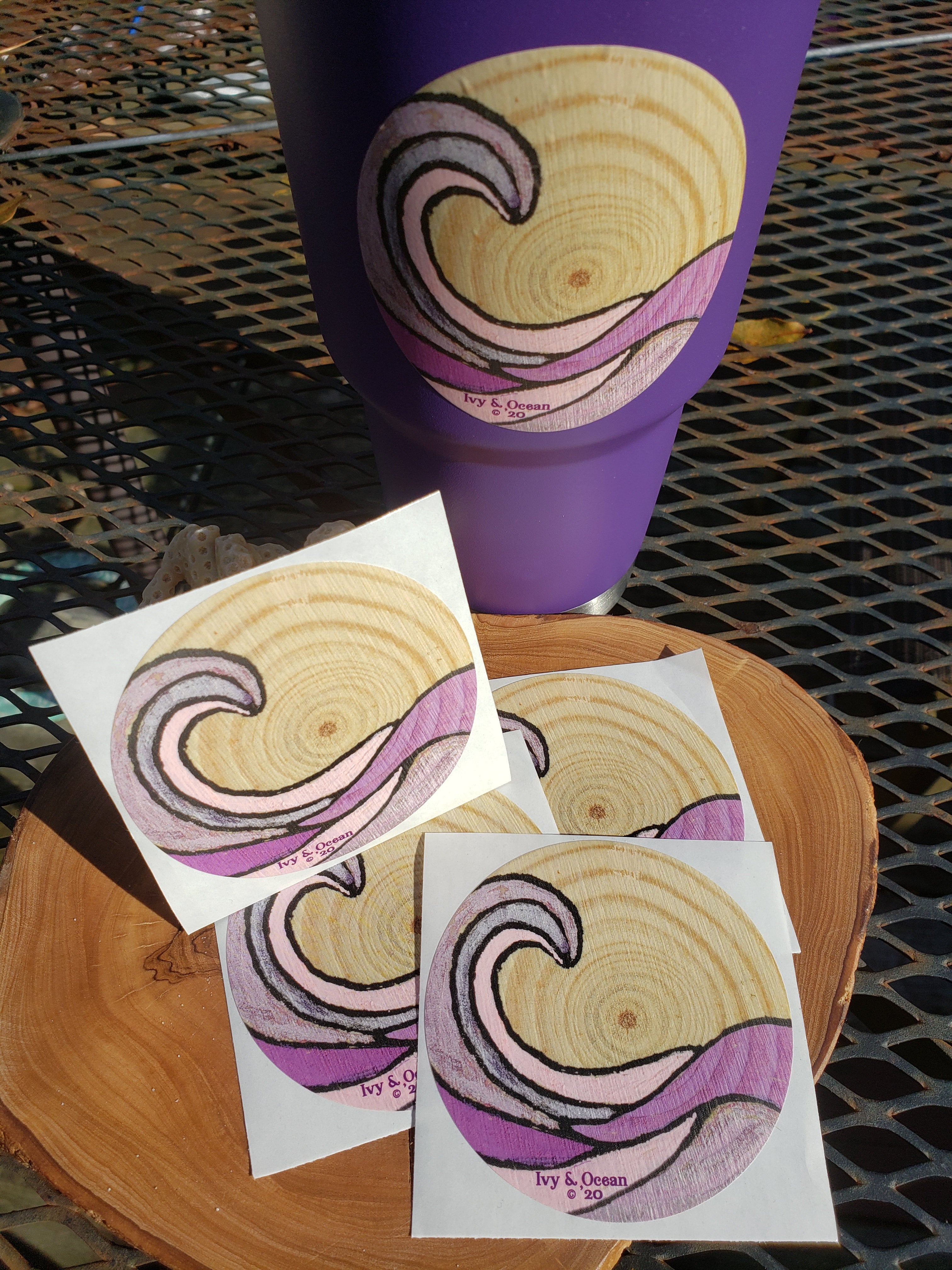 Round Purple Wave Sticker | Ivy & Ocean